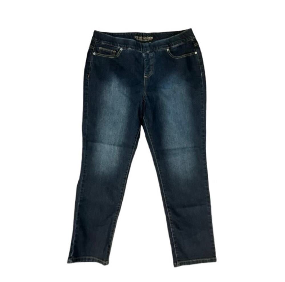 Women with Control Dark Wash Pull-on Slim Leg 24.5" Inseam Ankle Jeans SZ 14P